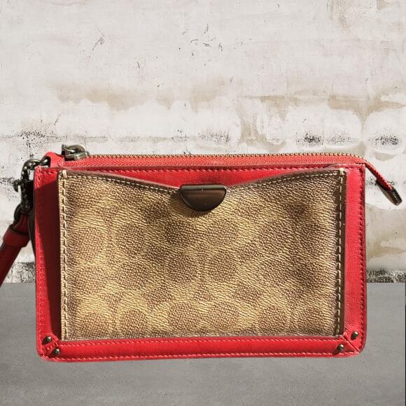 Coach Handbags - Coach Dreamer Signature Red Clutch Wristlet